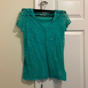 Teal/ green top, size large